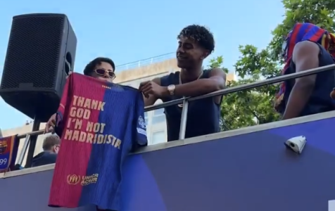 Yamal com a provocação ao Real Madrid • Reprodução/DAZN