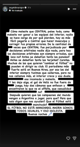 Stories de Di María criticando o posicionamento de Diego Milito • Reprodução/Instagram/angeldimariajm