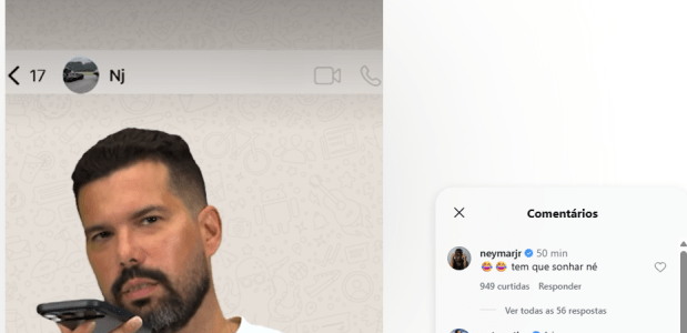 Comentário de Neymar em reels da getv • Reprodução/Instagram/getv
