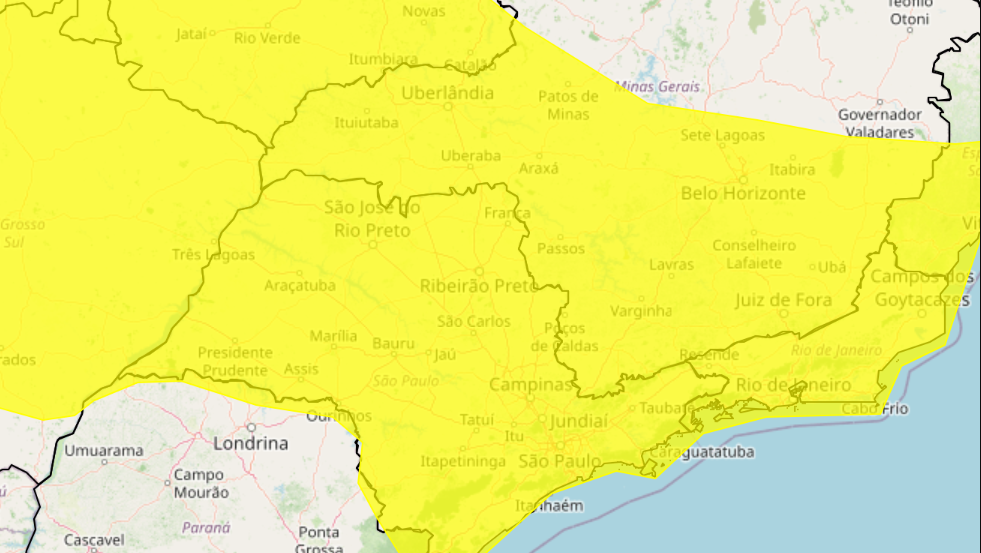 Inmet renova alerta amarelo para tempestades no Sul de Minas