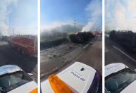 Incêndio em carreta com produtos químicos deixa um morto na BR-381