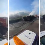 Incêndio em carreta com produtos químicos deixa um morto na BR-381