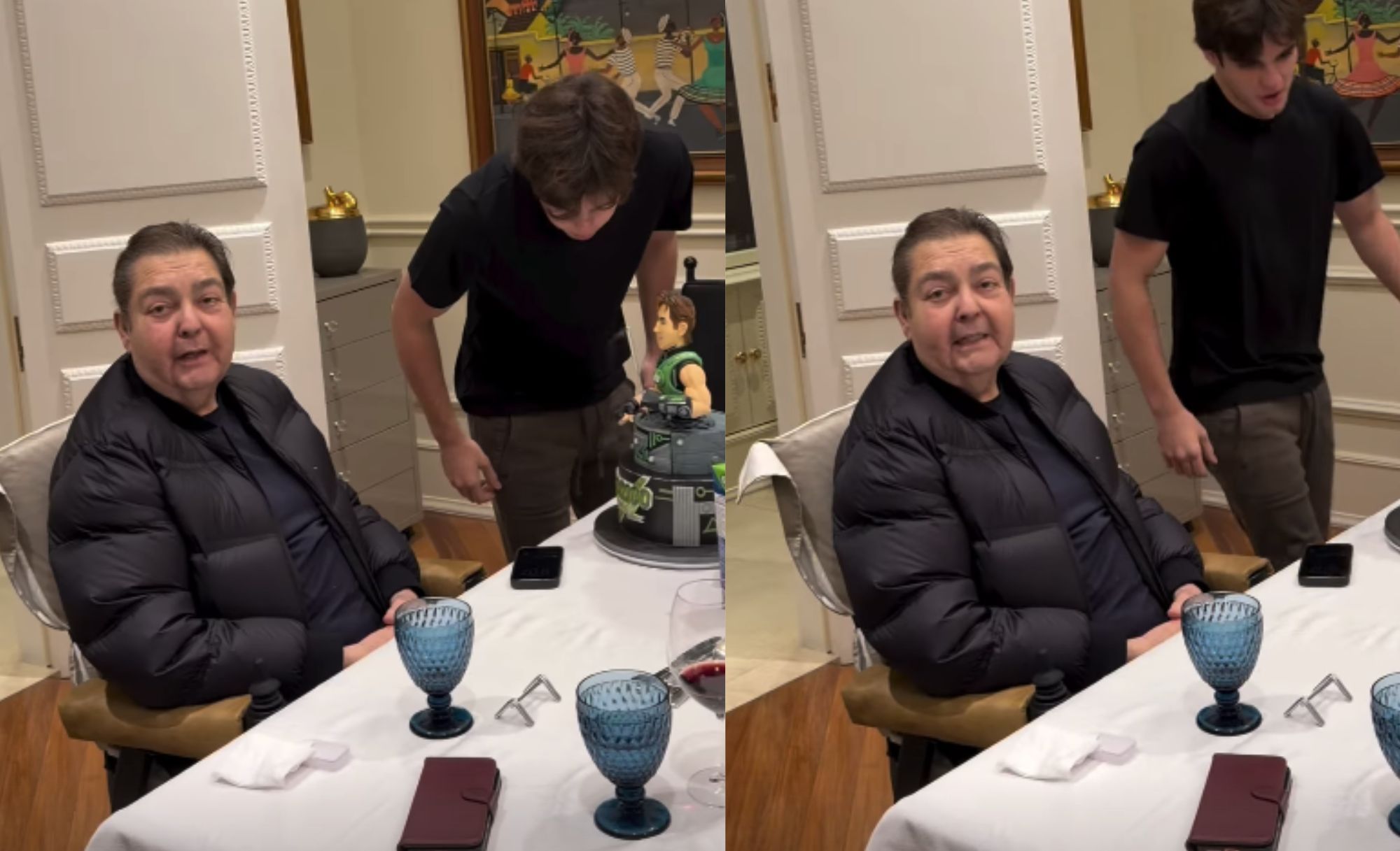 Faustão brinca com filho caçula em rara aparição nas redes sociais