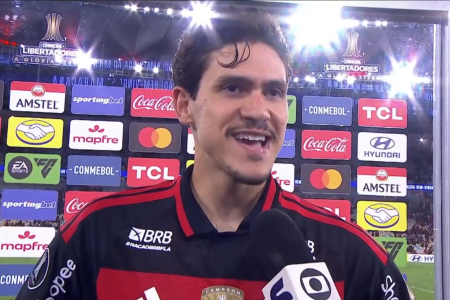 Pedro, atacante do Flamengo, em entrevista à sportv