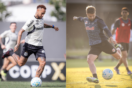 Neymar, do Santos, e Eduardo Sasha, do RB Bragantino