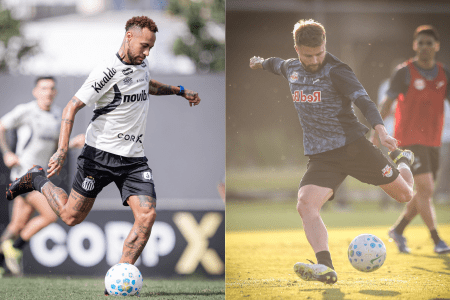 Neymar, do Santos, e Eduardo Sasha, do RB Bragantino