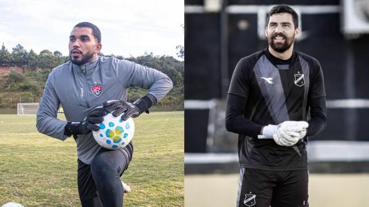 Goleiros de Vitória e ABC durante treinos das equipes