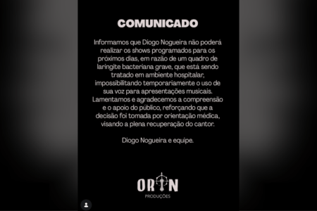 Equipe de Diogo Nogueira publica comunicado sobre estado de saúde do cantor • Reprodução | Redes Sociais
