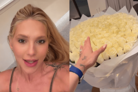 Virginia recebeu buquê de rosas gigante