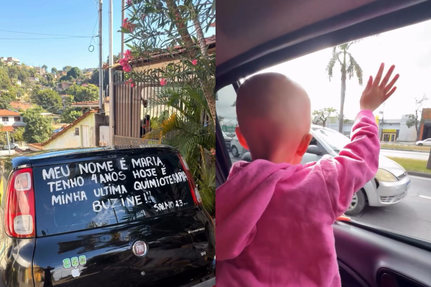 Celebração por última quimioterapia de menina de quatro anos emociona motoristas em BH; veja