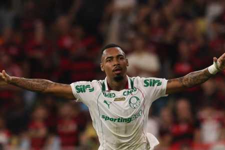 Allan comemora gol pelo Palmeiras