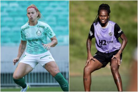 Jogadoras em treino do Palmeiras e do Atlético