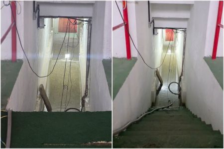Vestiário dos Aflitos alagado antes de Náutico x América • Imagens cedidas à Itatiaia