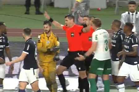 Momento da anulação do gol do Palmeiras contra o Remo