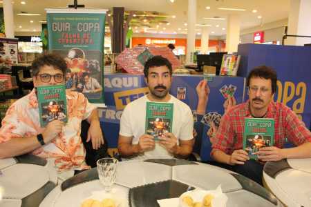 Caito, Gustavo e Daniel no lançamento do Guia da Copa do Mundo 2026 • Daniel Stone