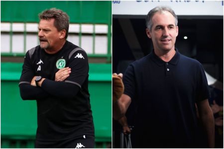Fábio Matias, técnico da Chapecoense, e Léo Condé, técnico do Remo