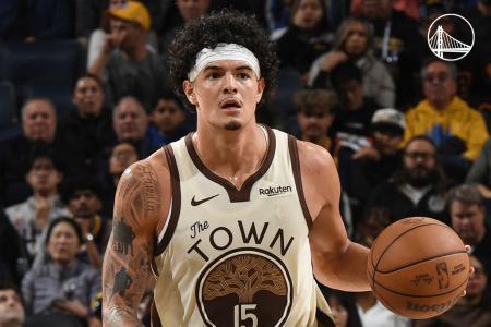 Gui Santos durante partida do Golden State Warriors