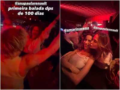 Ana Paula Renault, Juliano Floss e Marina Sena curtem balada juntos