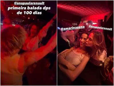 Ana Paula Renault, Juliano Floss e Marina Sena curtem balada juntos