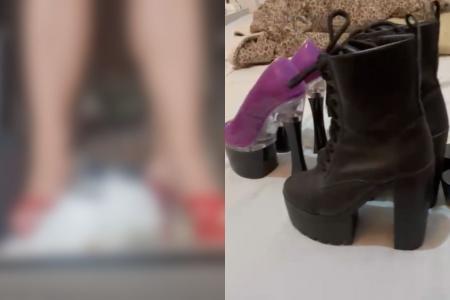 Mulher pisava especialmente em filhotes, com saltos altos e tênis de plataformas