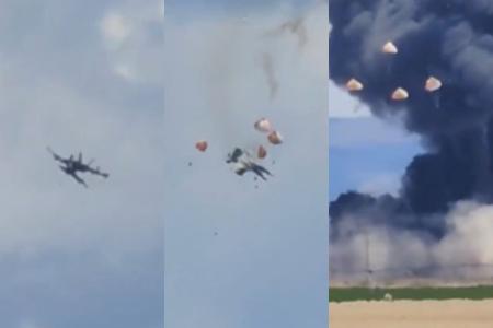 Aviões colidiram e caíram