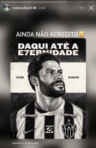 Publicação de Rubens sobre saída de Hulk do Atlético • Instagram / Rubens