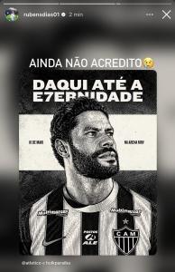 Publicação de Rubens sobre saída de Hulk do Atlético • Instagram / Rubens