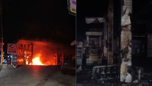 Homem foge da PM, atinge bomba de combustível e incendeia posto na Grande BH; vídeo • Foto: Corpo de Bombeiros | Itatiaia