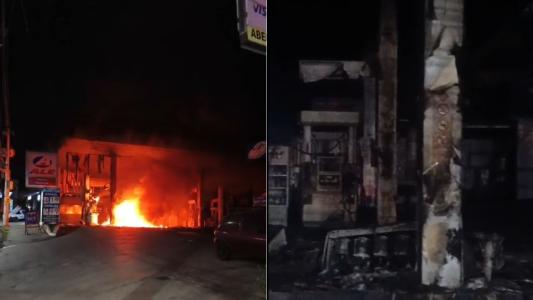 Homem foge da PM, atinge bomba de combustível e incendeia posto na Grande BH; vídeo • Foto: Corpo de Bombeiros | Itatiaia