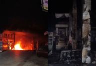 Homem foge da PM, atinge bomba de combustível e incendeia posto na Grande BH; vídeo