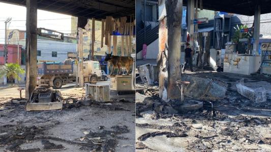 Homem foge da PM, atinge bomba de combustível e incendeia posto na Grande BH; vídeo