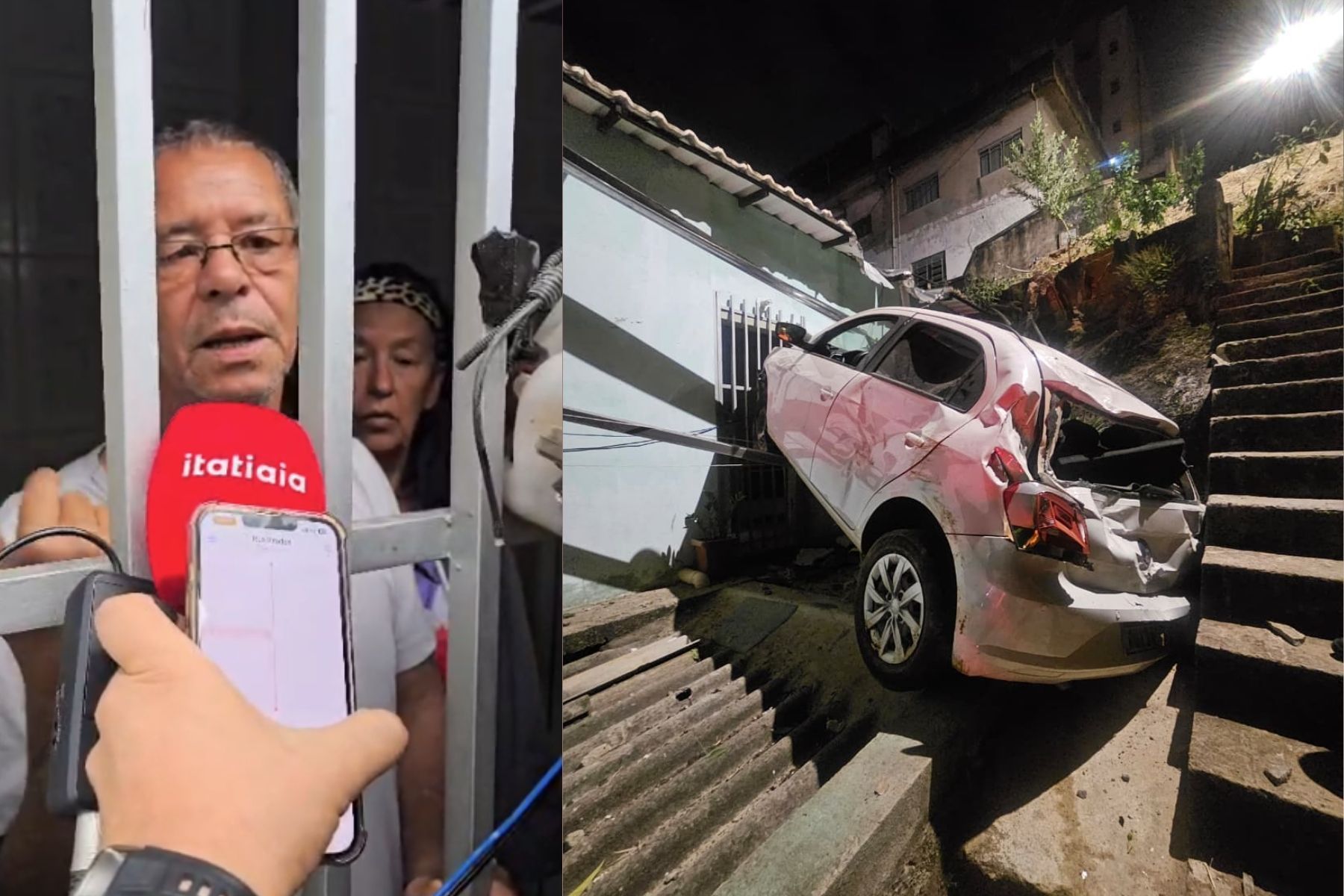 ‘Vou mudar daqui’, diz idoso preso em casa depois de carro cair em imóvel