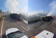 Morre motorista de carreta com produto tóxico que tombou na Fernão Dias