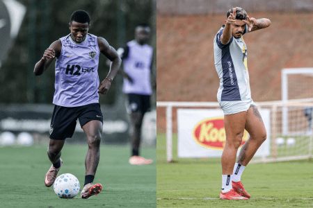 Alan Minda, do Atlético, e Tiquinho Soares, do Mirassol