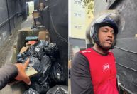 Lixo em área de espera de motoboy em BH: trabalhador diz que não é caso isolado