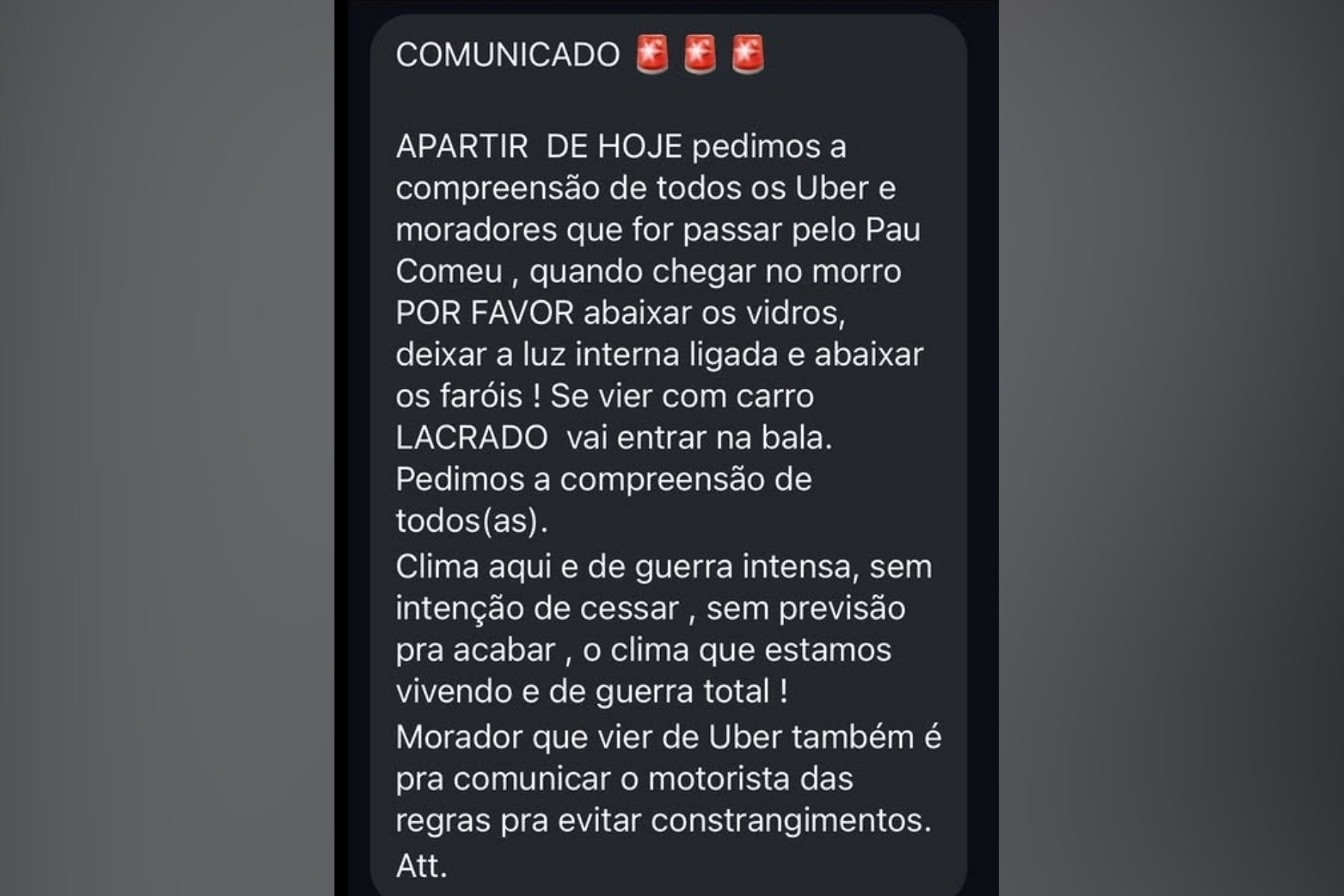 Polícia faz operação na Serra após traficantes ameaçarem motoristas de aplicativo