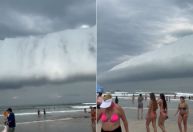 Vídeo mostra nuvem impressionante tomando o céu no litoral de São Paulo