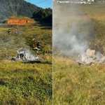 Piloto morre após helicóptero bater em torre de alta tensão em SC; veja vídeo