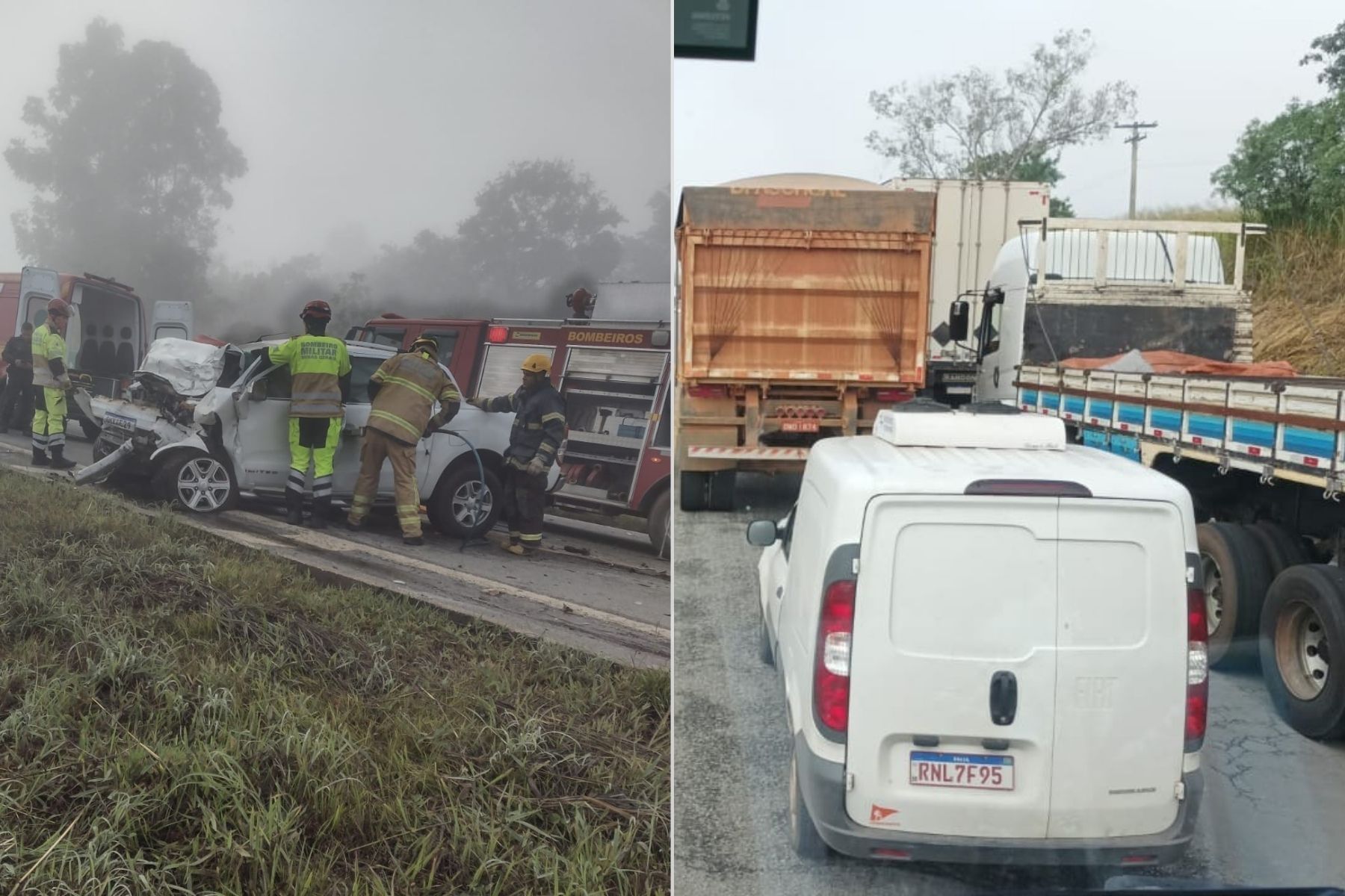 Batida entre carreta e caminhonete deixa dois mortos em MG
