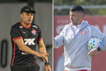 Montagem de fotos com os técnicos Jair Ventura, do Vitória, e Paulo Pezzolano, do Inter