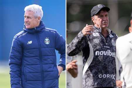 Montagem de fotos com os técnicos Luís Castro, do Grêmio, e Cuca, do Santos