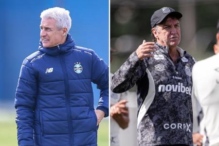 Montagem de fotos com os técnicos Luís Castro, do Grêmio, e Cuca, do Santos