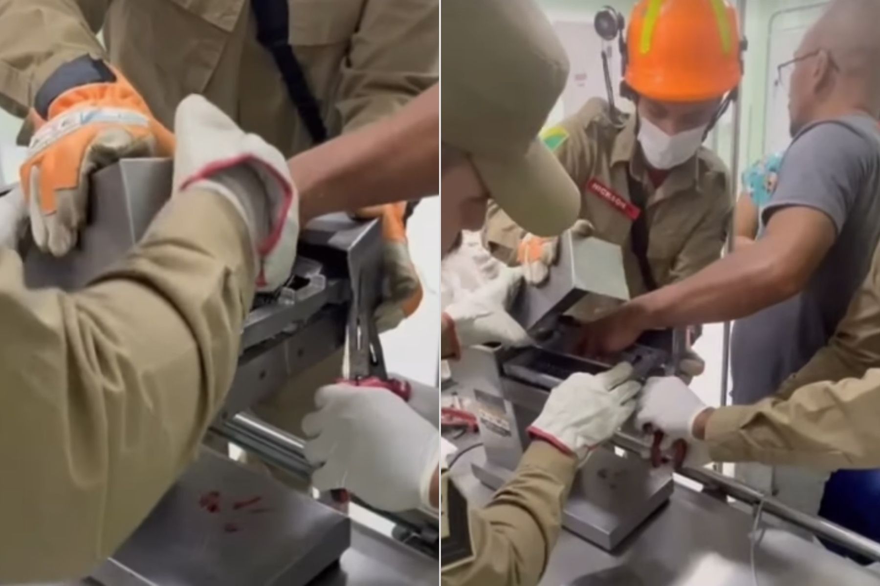 Açougueiro fica com a mão presa em amaciador de carne no Acre