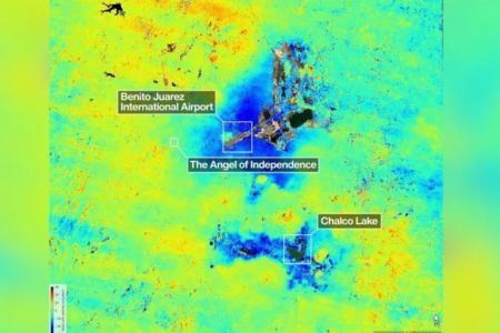 A última análise do Nisar, feita entre outubro de 2025 e janeiro de 2026, aponta que algumas regiões apresentam subsidência superior a 2 cm por mês • NASA/JPL-Caltech/David Bekaert