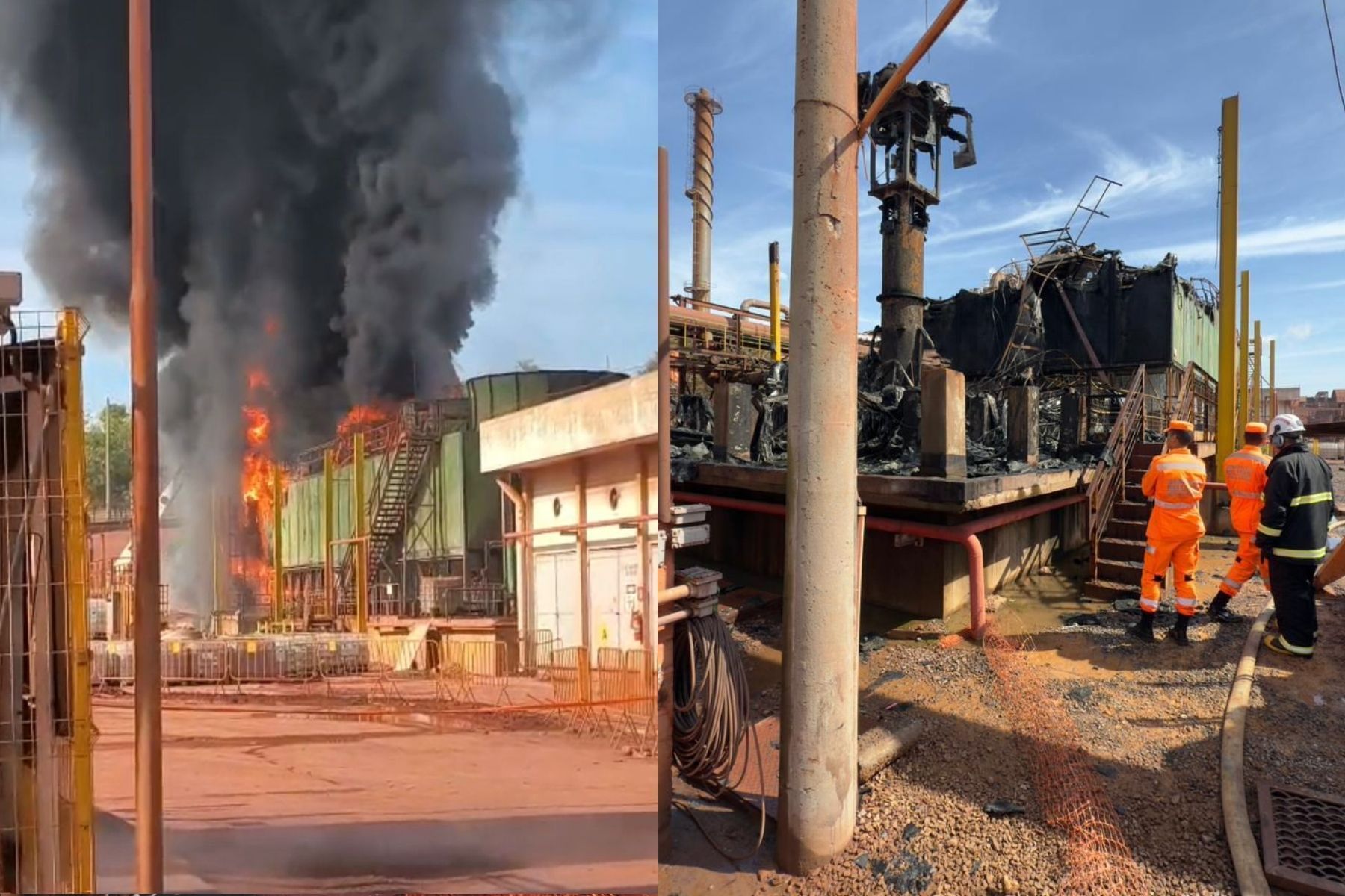 Vídeo: caldeira de empresa de mineração na BR-040 pega fogo