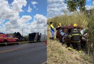 Acidente entre carro e caminhão deixa um morto na BR-497, em Uberlândia
