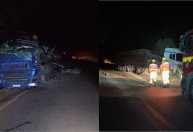 Batida entre carretas na MGC-455 provoca morte de motorista
