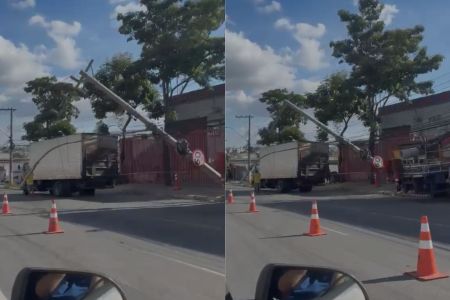 Caminhão atinge poste e deixa moradores sem energia elétrica na Região Norte de BH