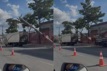 Caminhão atinge poste e deixa moradores sem energia elétrica na Região Norte de BH