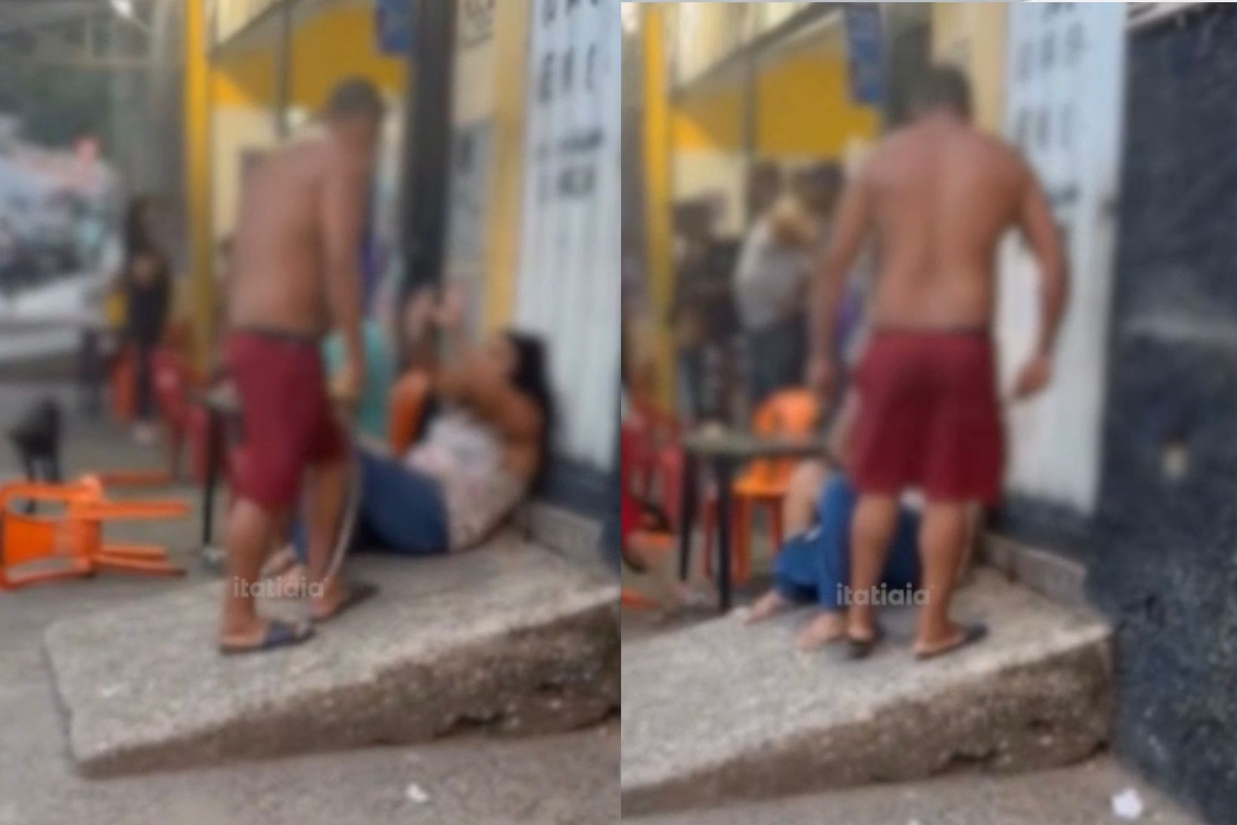 Vídeo: homem chicoteia mulher em frente a bar em Santa Luzia